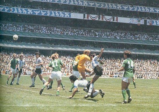 Argentina took the lead in the final against West Germany following an awful error by goalkeeper Toni Schumacher who missed the cross completely. José Luis Brown pushed away Maradona to head into the open net.